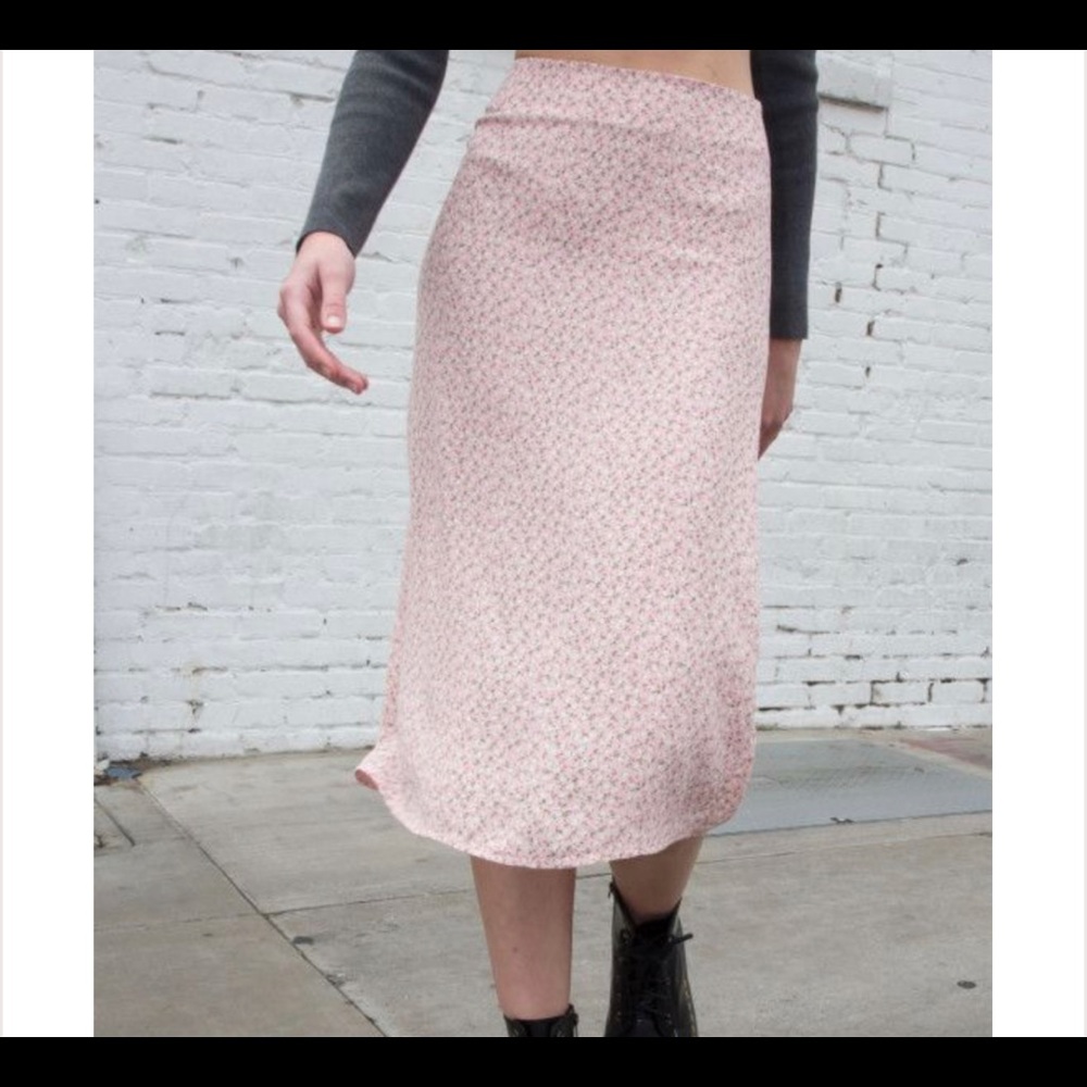 Brandy Melville Mid-length Pink Phoebe Floral Skirt